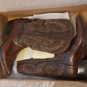 Lizzard/Crocodile Toe Brown Cowboy Boots